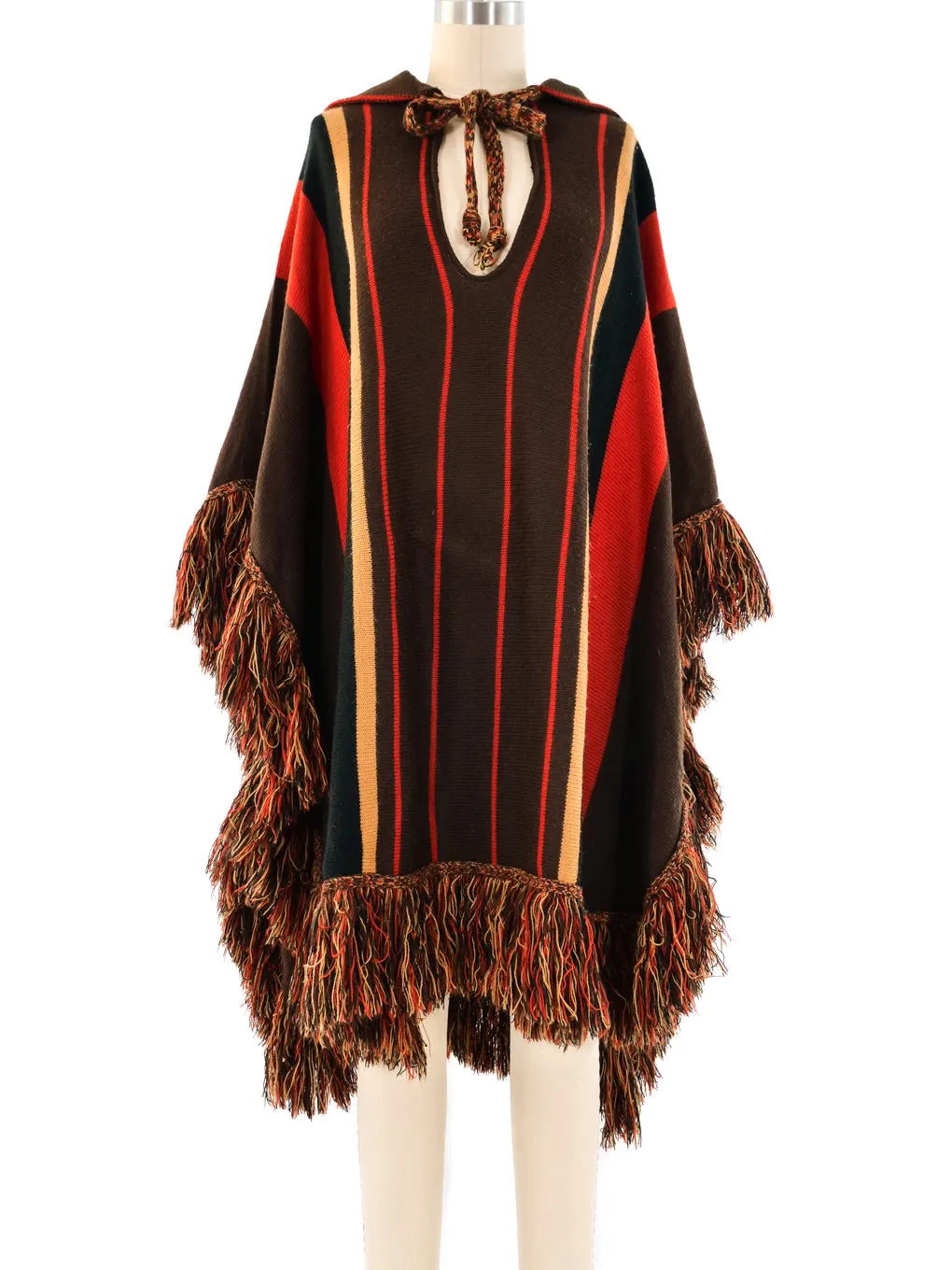 1970's Hooded Fringed Sweater Cape