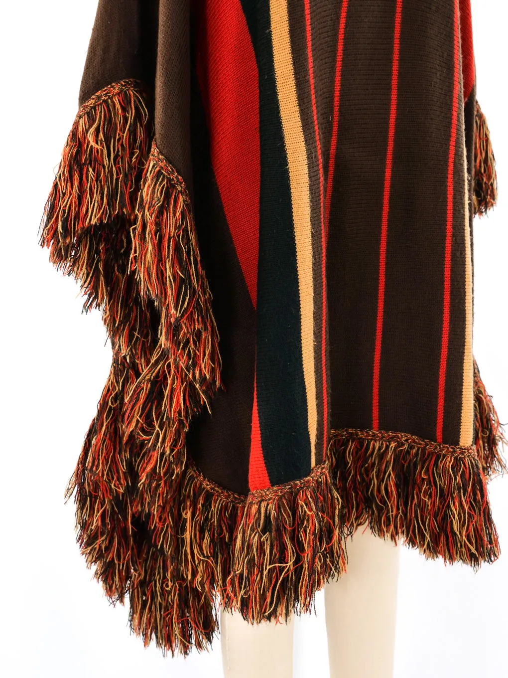 1970's Hooded Fringed Sweater Cape