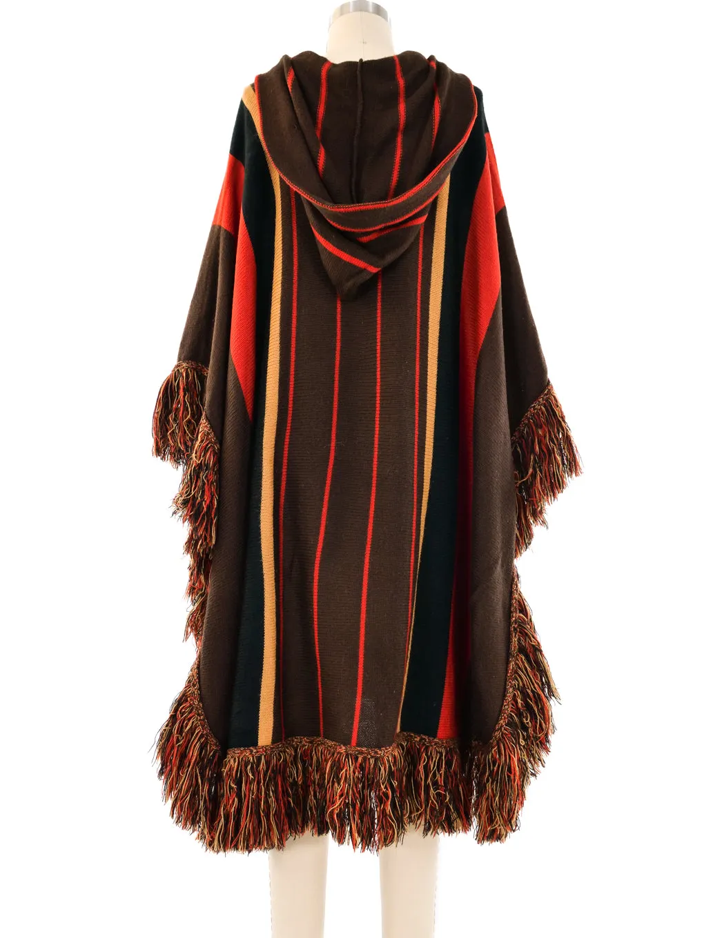 1970's Hooded Fringed Sweater Cape