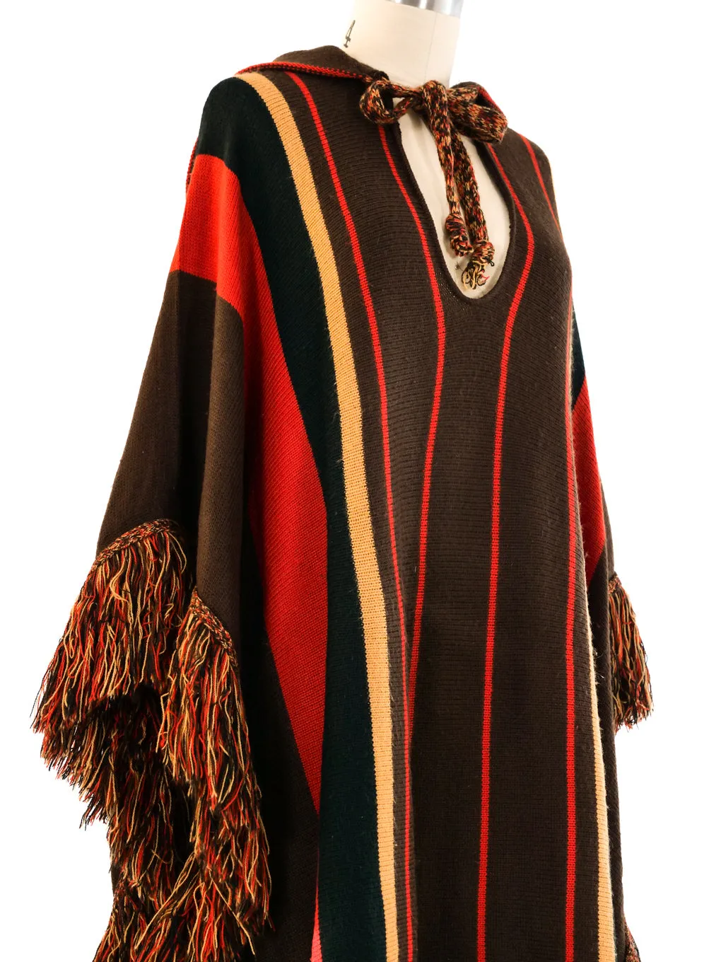 1970's Hooded Fringed Sweater Cape