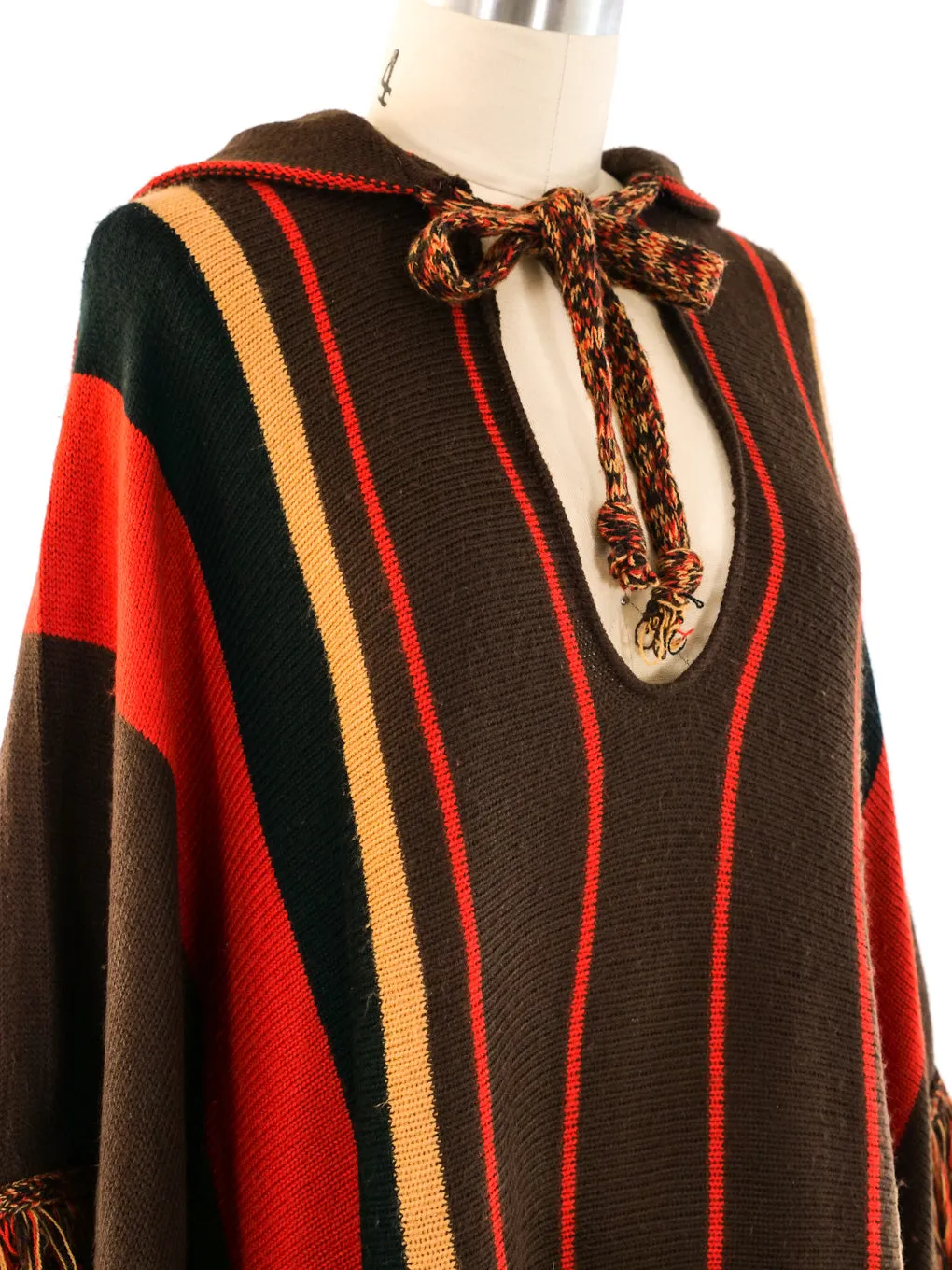 1970's Hooded Fringed Sweater Cape