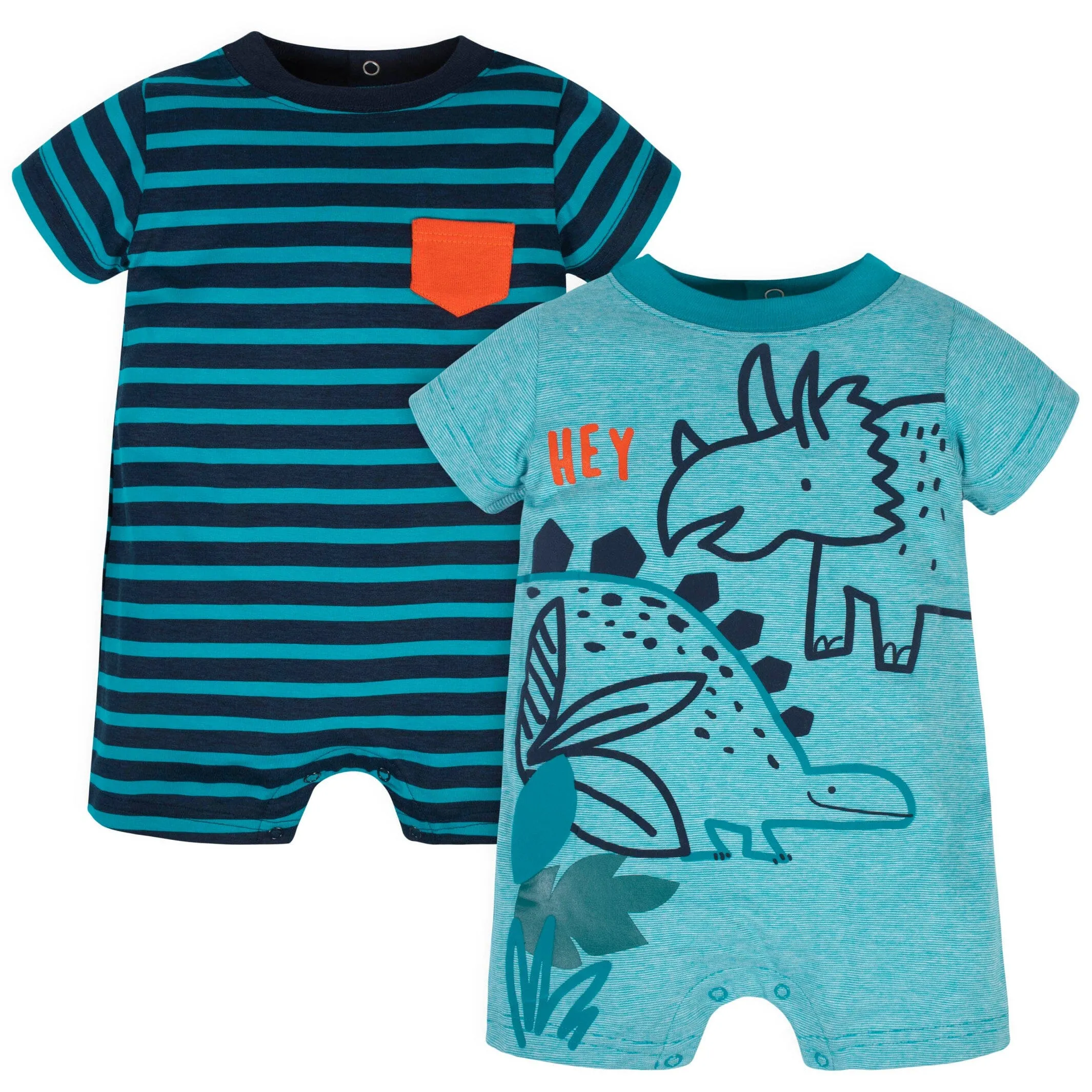 2-Pack Baby Boys Dino Blues Rompers