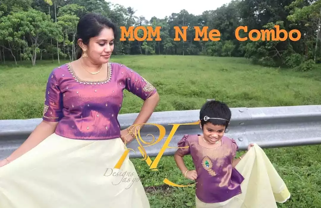 2023 Onam Special Mom and Daughter combo in Kerala Style Skirt and Blouse-SAHEL001SBC