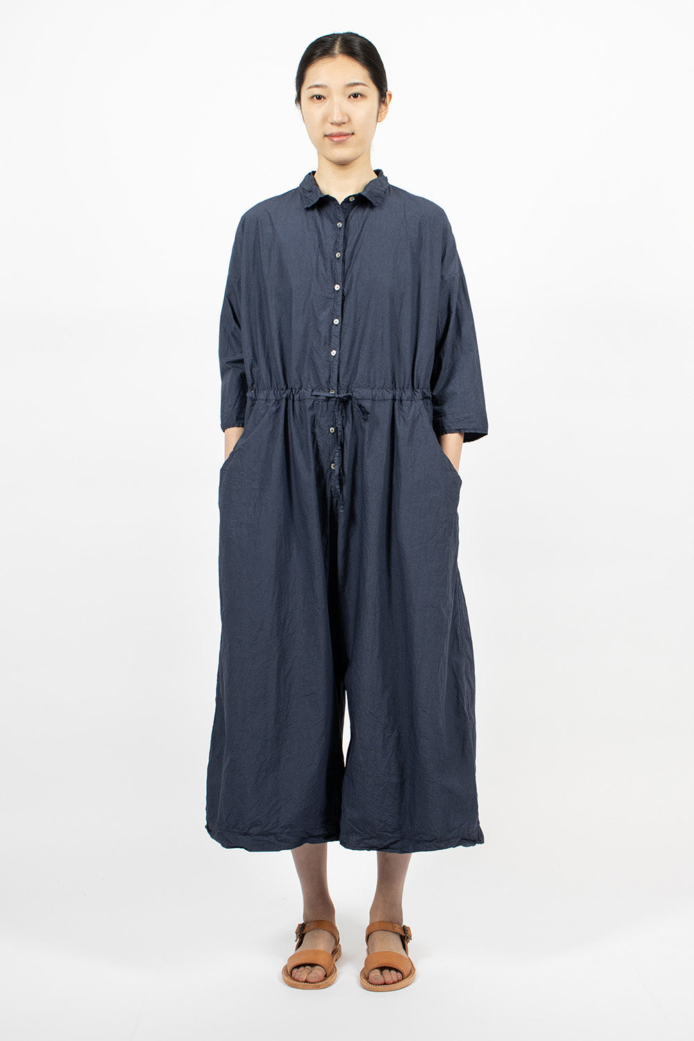 60_04 Oversized Collar Jumpsuit TC Navy