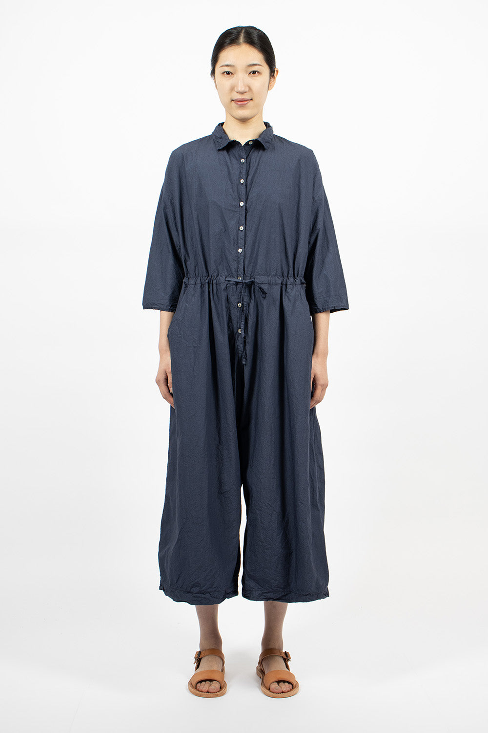 60_04 Oversized Collar Jumpsuit TC Navy