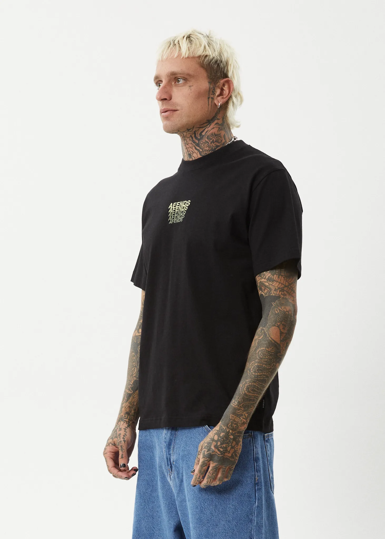 AFENDS Mens Repeat - Retro Fit Tee - Black