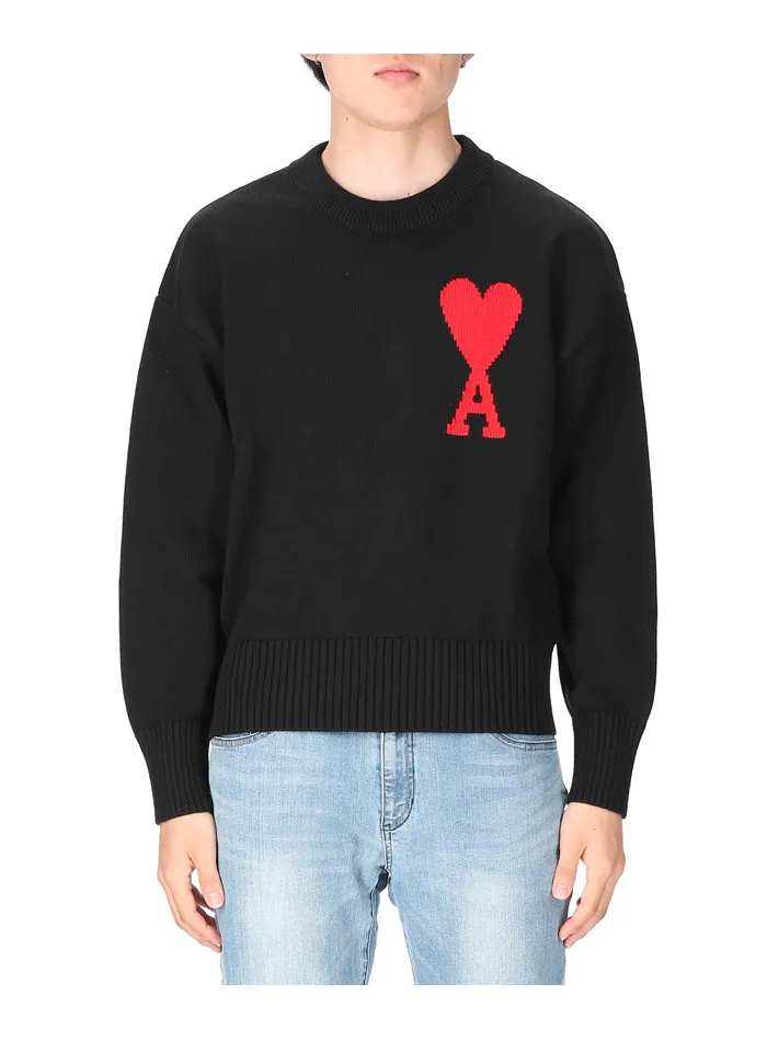 AMI PARIS  |Crew Neck Heart Unisex Wool Street Style Long Sleeves Plain