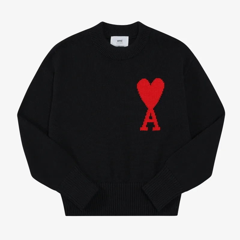 AMI PARIS  |Crew Neck Heart Unisex Wool Street Style Long Sleeves Plain