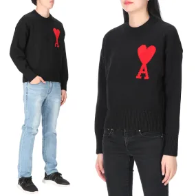 AMI PARIS  |Crew Neck Heart Unisex Wool Street Style Long Sleeves Plain