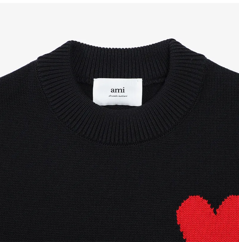 AMI PARIS  |Crew Neck Heart Unisex Wool Street Style Long Sleeves Plain