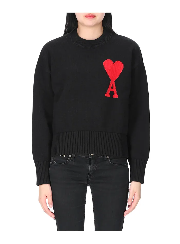 AMI PARIS  |Crew Neck Heart Unisex Wool Street Style Long Sleeves Plain