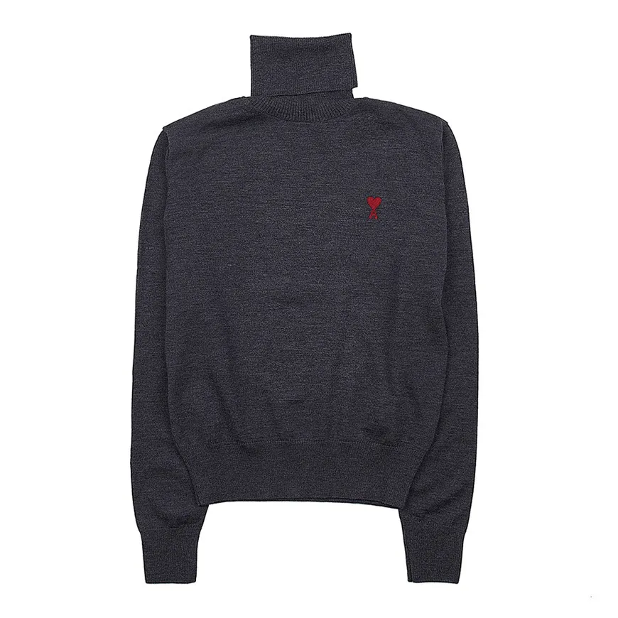 AMI PARIS  |Heart Wool Long Sleeves Plain Oversized Logo Designers