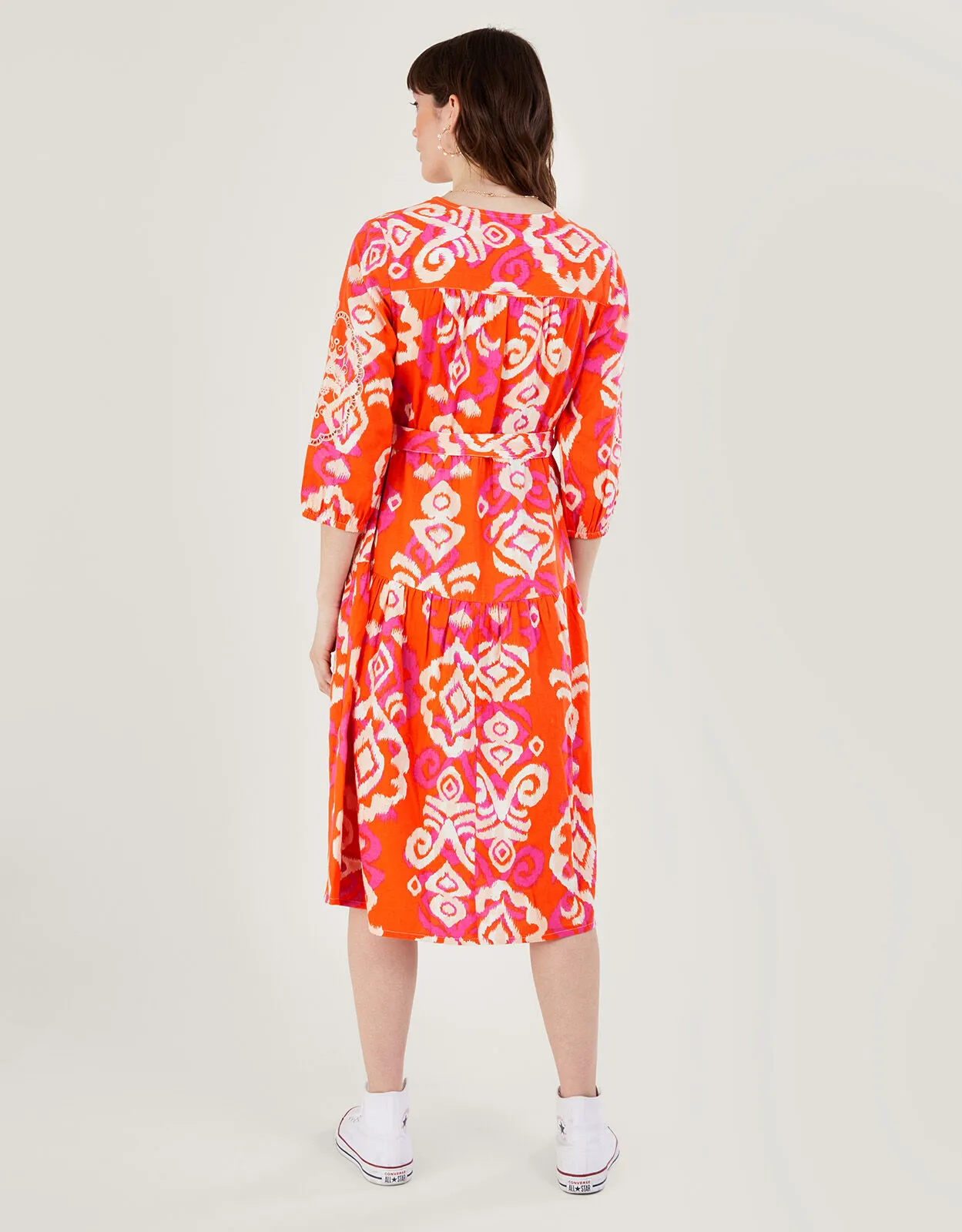 Aspen Wrap Dress in Linen Blend  Orange