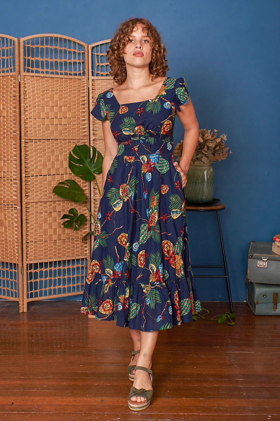 Astrid Blue Tropical Dress