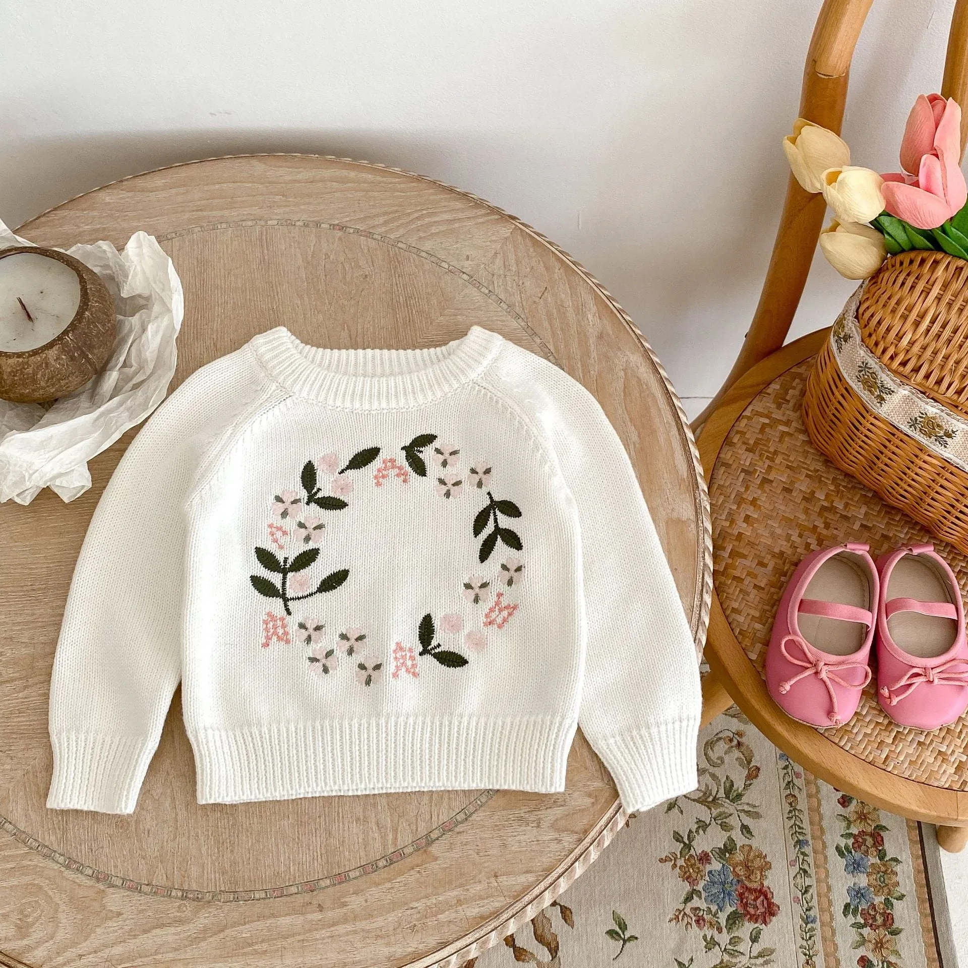 Baby Kid Girls Embroidered Sweaters Wholesale 230828123