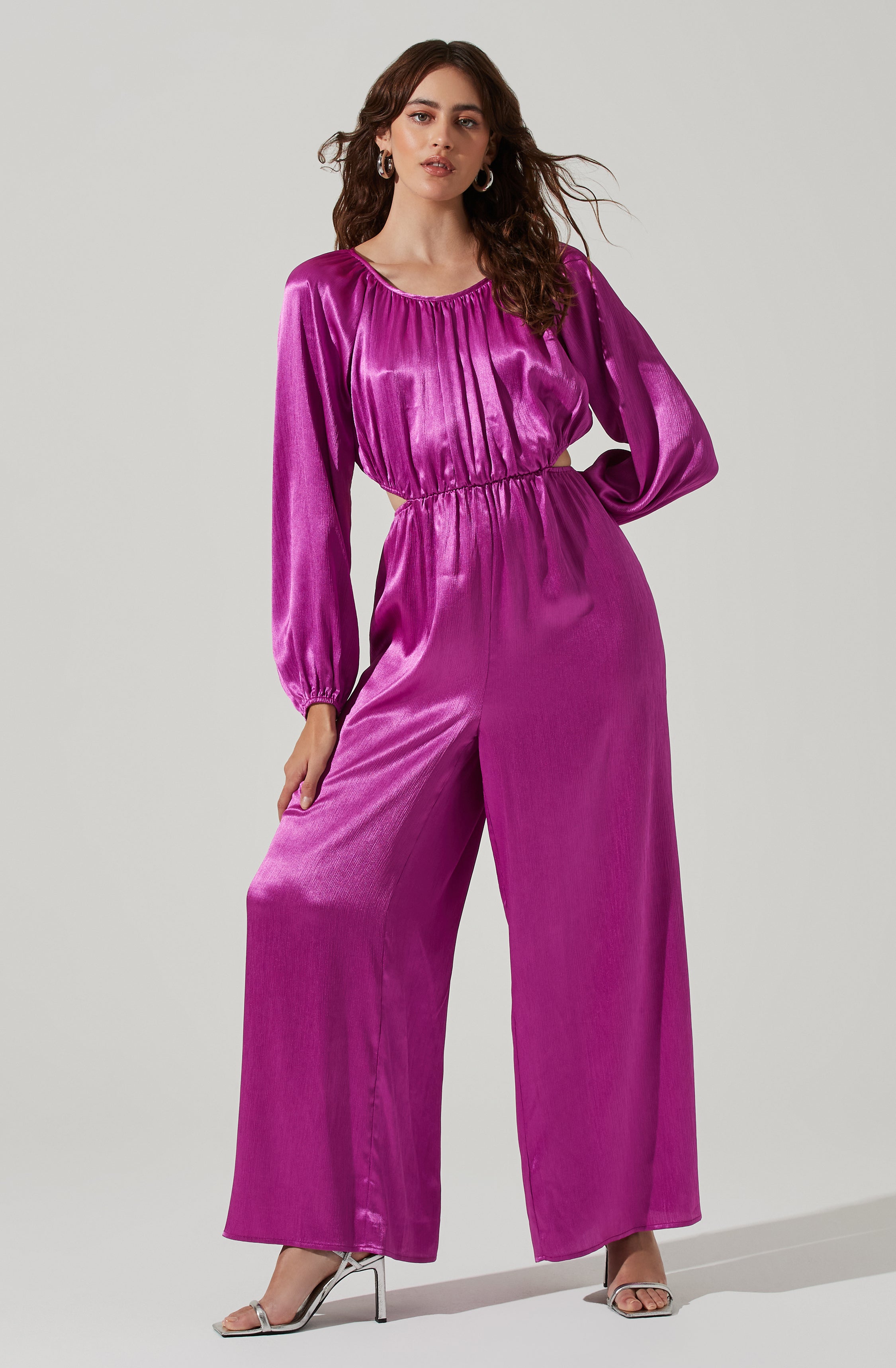 Back Cutout Long Sleeve Jumpsuit