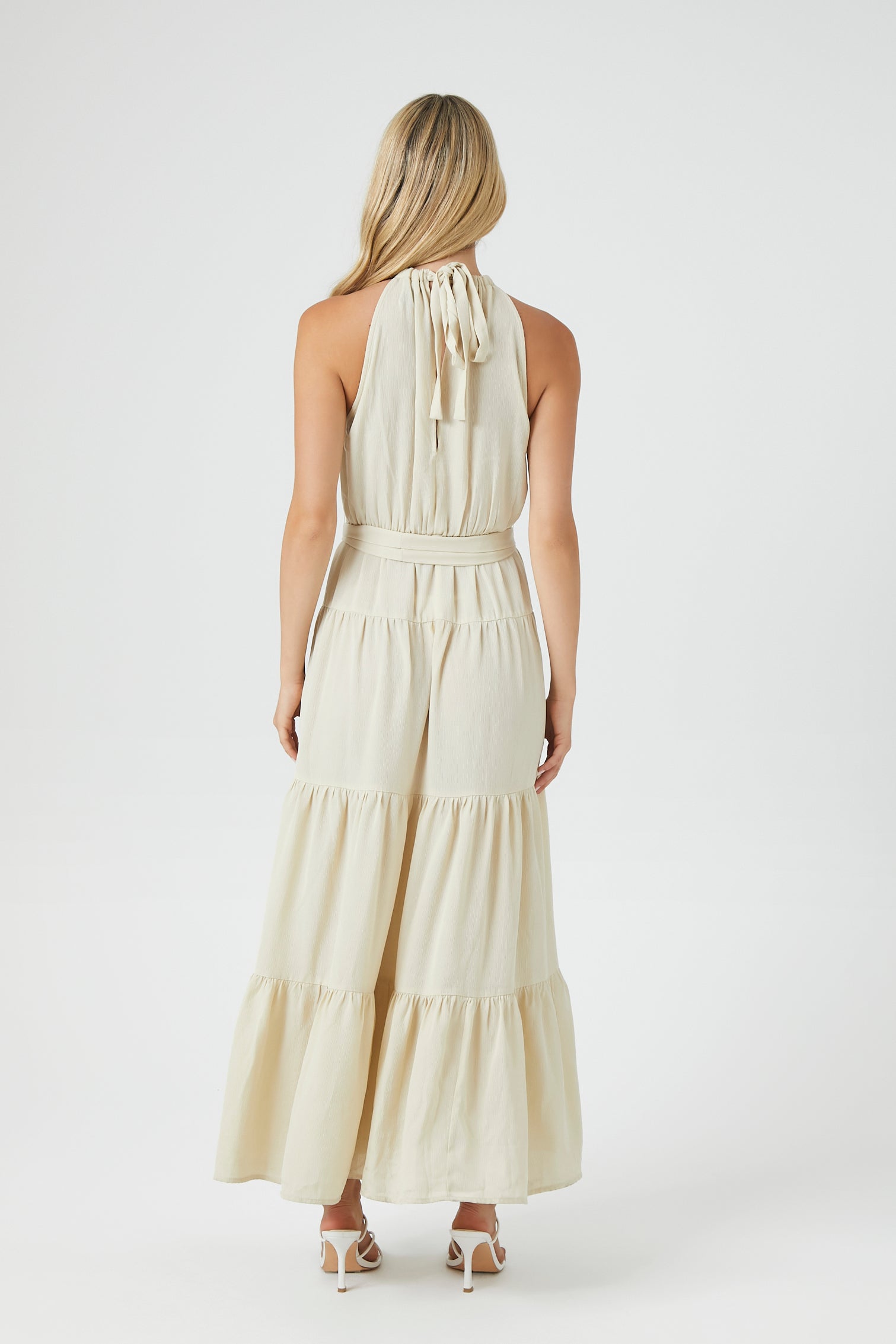 Belted Halter Maxi Dress