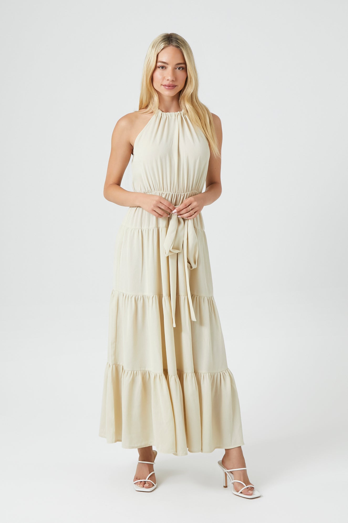 Belted Halter Maxi Dress