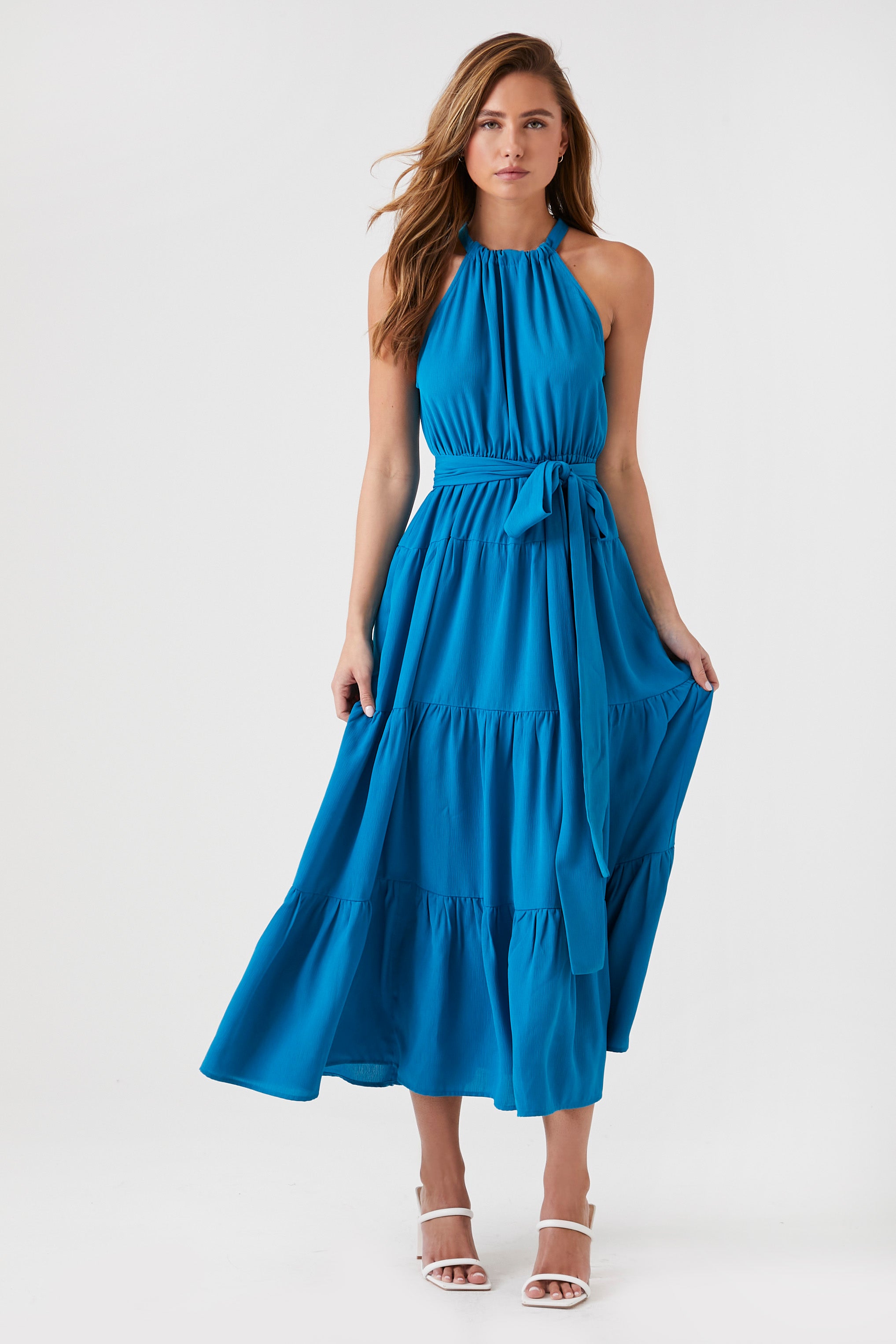 Belted Halter Maxi Dress