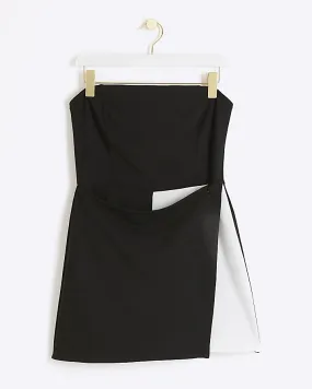 Black colour block bandeau wrap playsuit