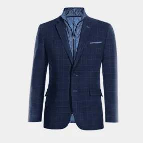  Blazer azul marino a cuadros slim fit con pieza gilet