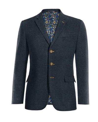  Blazer azul marino de donegal tweed slim fit de 3 botones