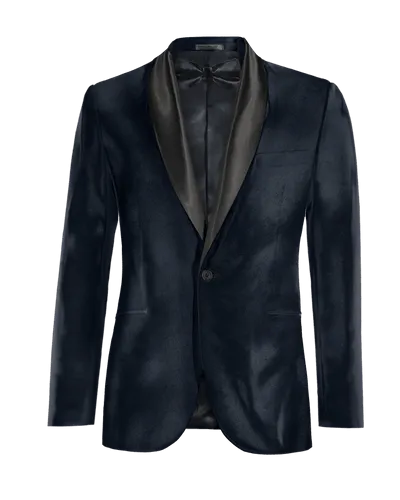  Blazer Tuxedo azul marino de terciopelo edición limitada de 1 botón