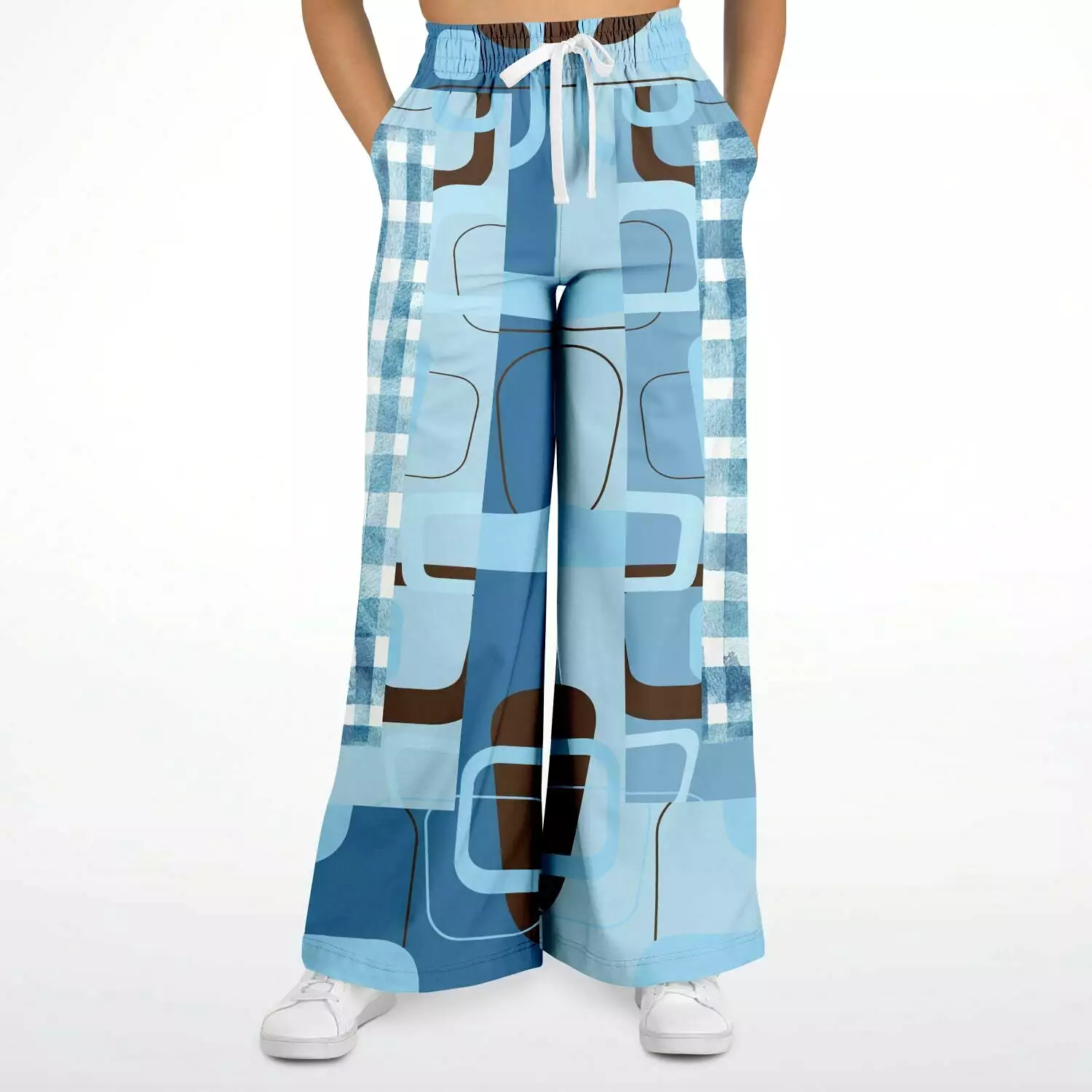 Blue Geo Plaid SW Stretchy Phat Bellbottoms