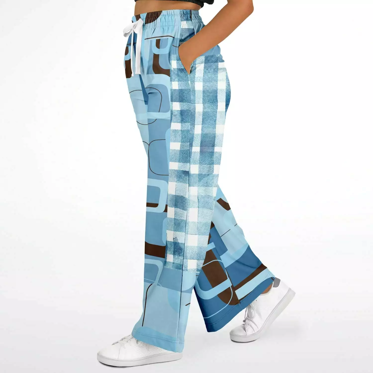 Blue Geo Plaid SW Stretchy Phat Bellbottoms