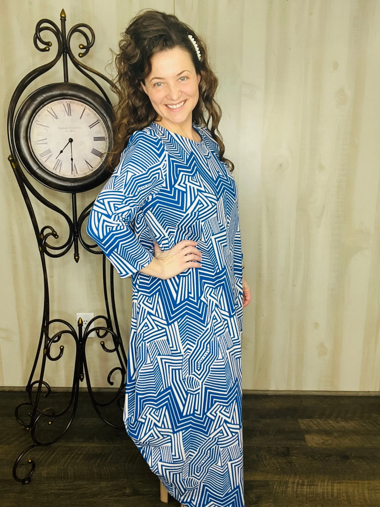 Blue Geometric Parachute Dress