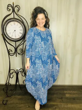 Blue Geometric Parachute Dress