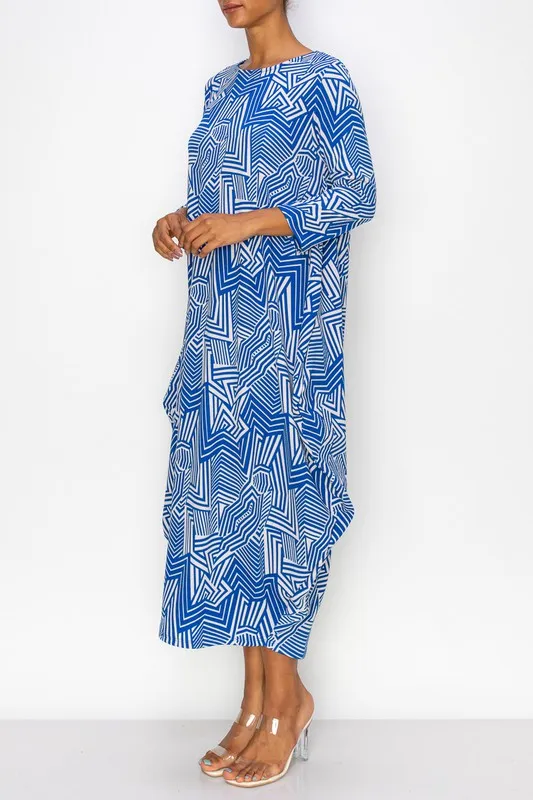 Blue Geometric Parachute Dress