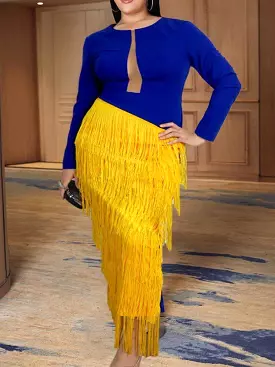 Blue-Yellow Cocktail Dress