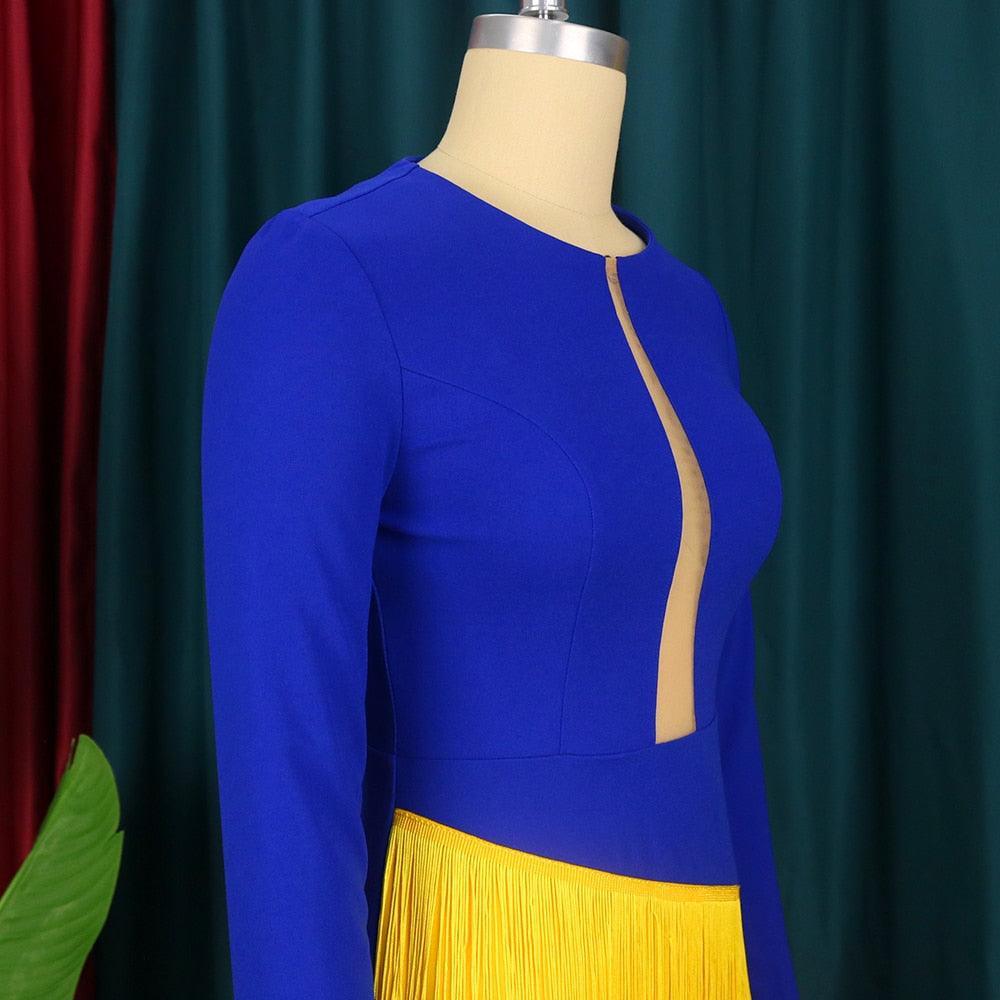 Blue-Yellow Cocktail Dress