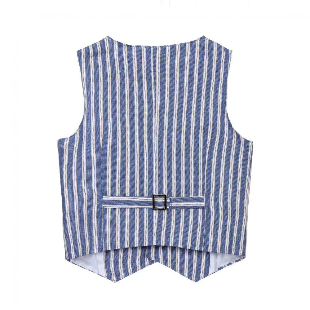 Boys Blue Striped Waistcoat