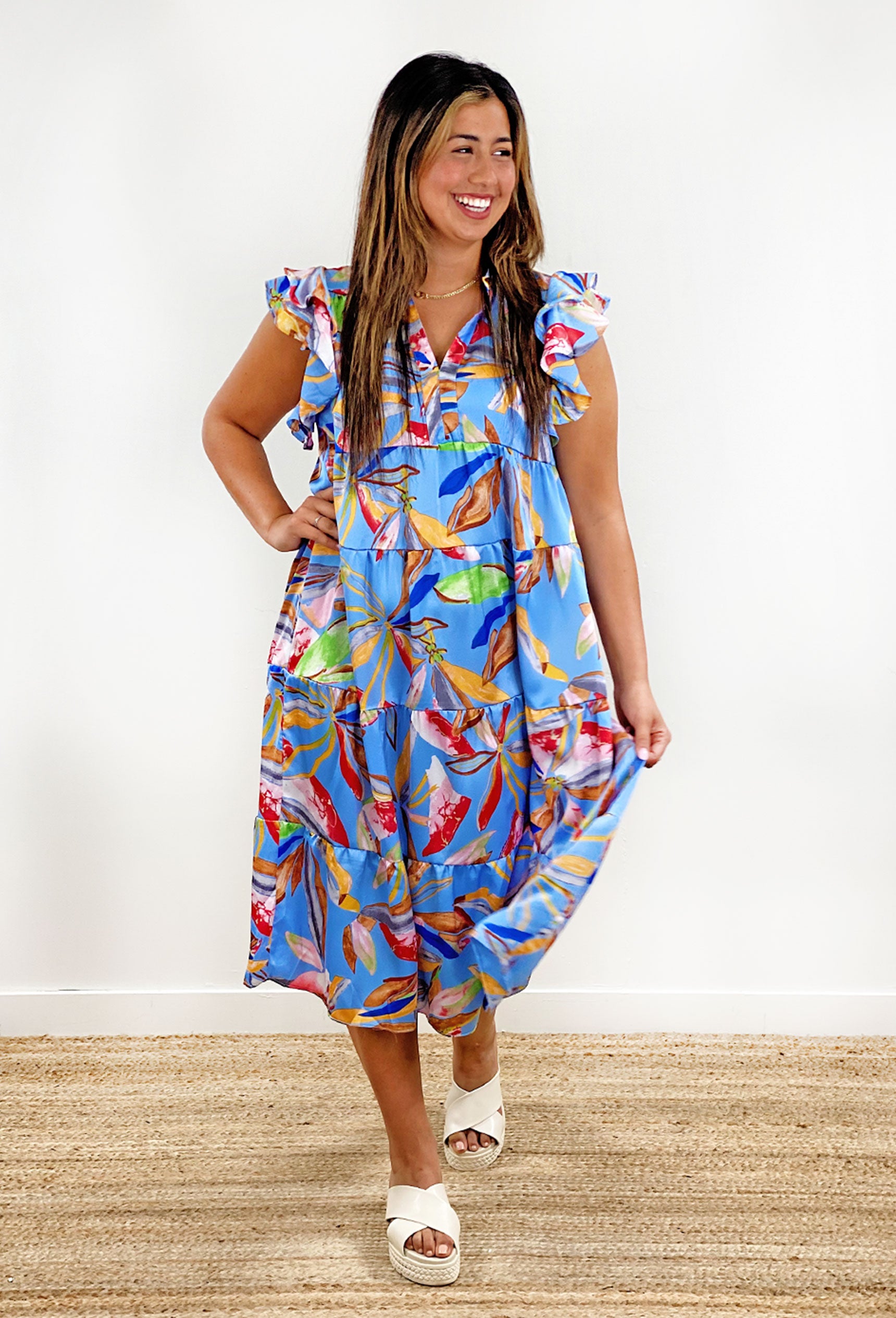 Caribbean Cruising Midi Dress