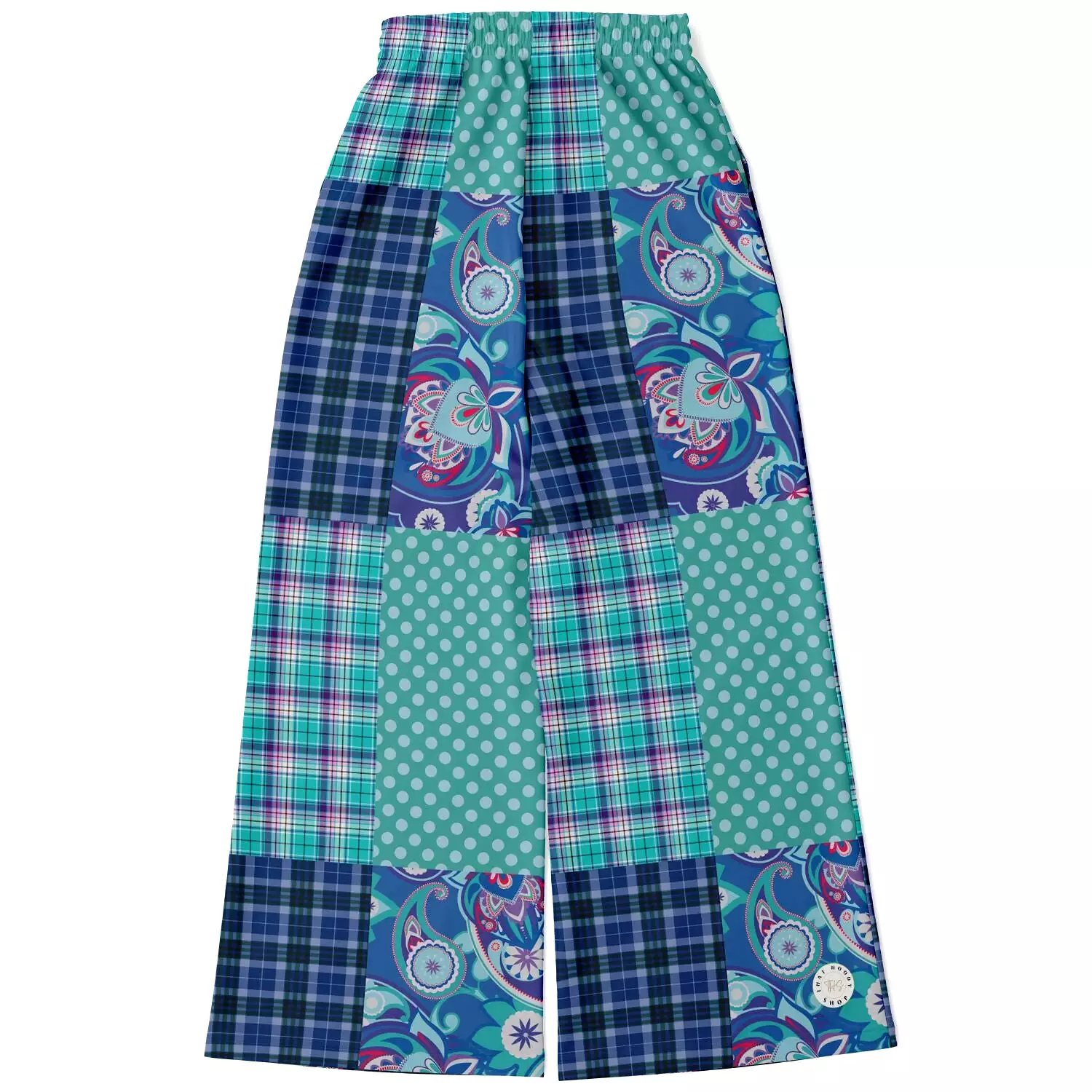 Cerulean Patchwork Plaid SW Stretchy Phat Bellbottoms