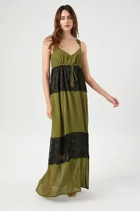 Chiffon Lace-Trim Maxi Dress