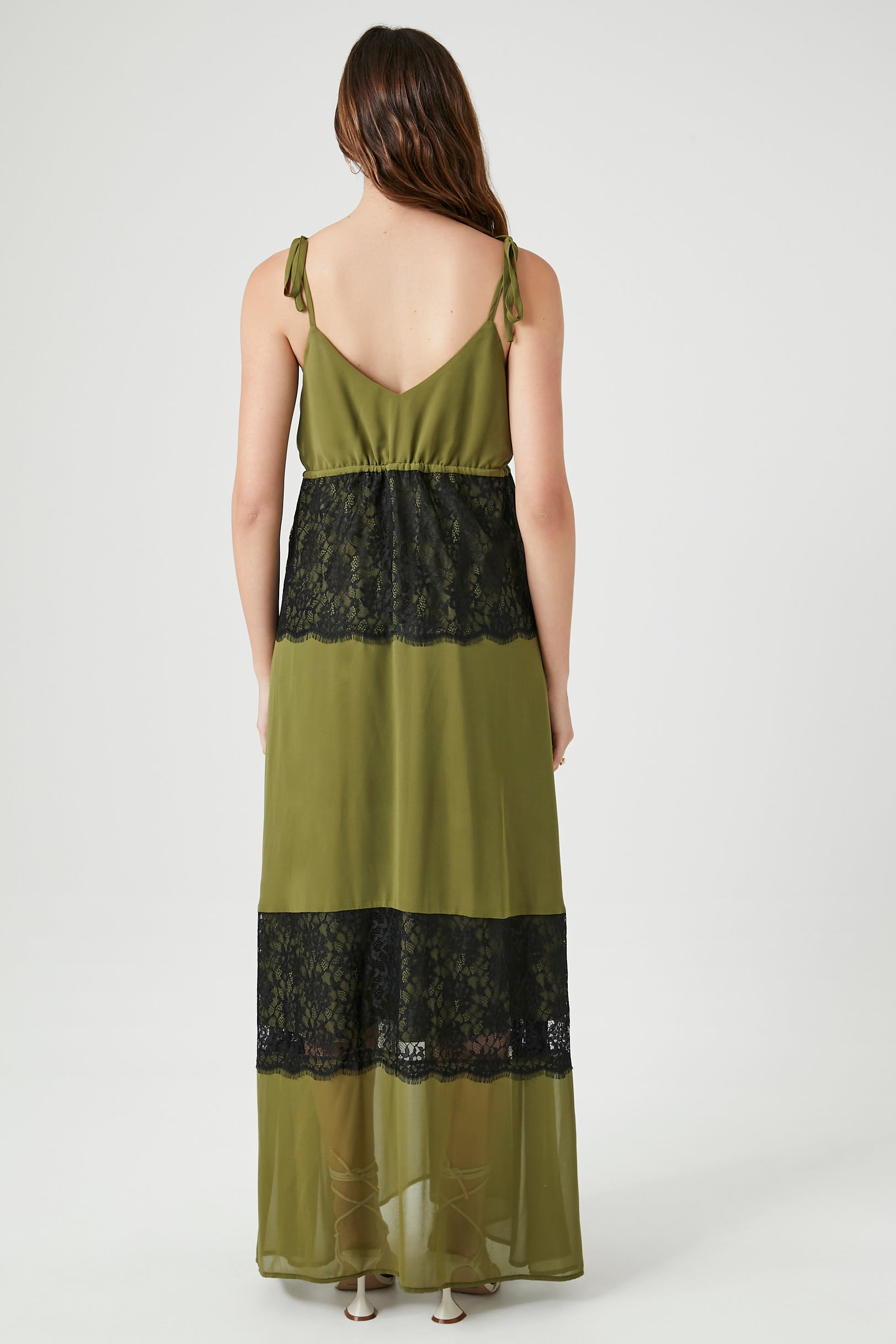 Chiffon Lace-Trim Maxi Dress