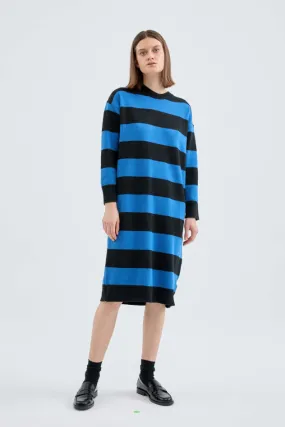 Compania Fantastica – Blue Striped Knit Midi Dress