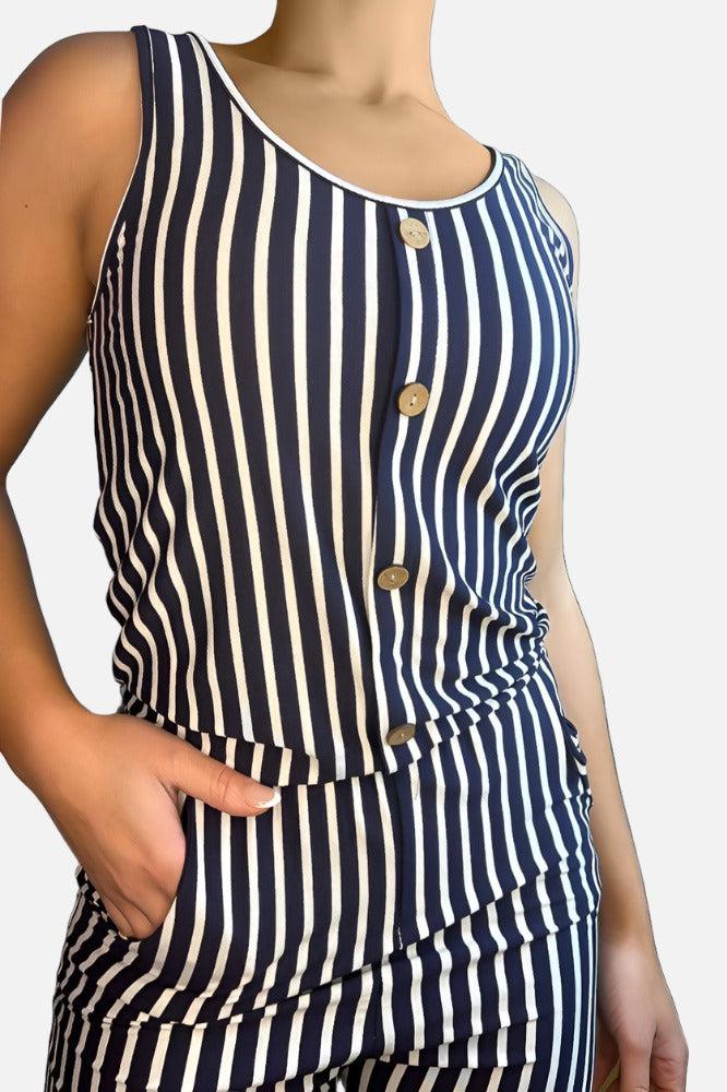 Contrast Stripe Button Detail Playsuit