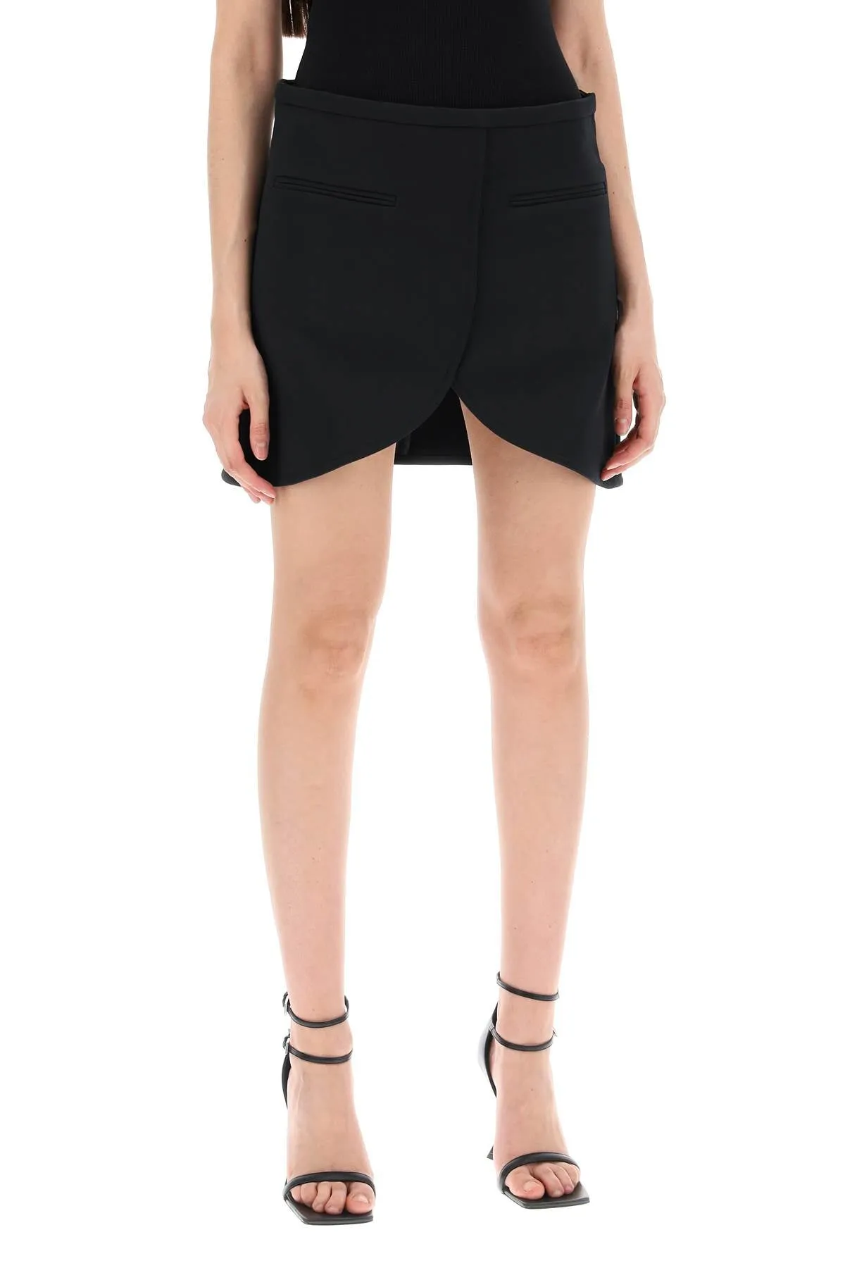 Courreges ellipse twill mini skirt in 224CJU171PL0007 BLACK