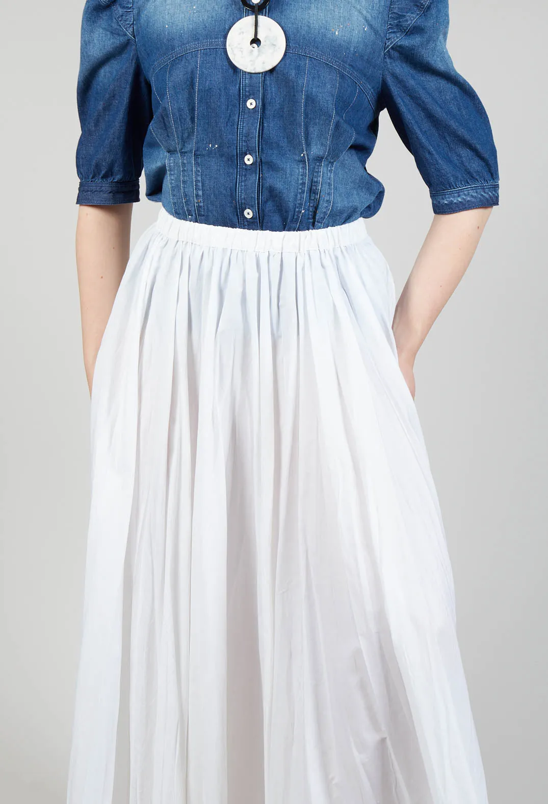 Creased Poplin Skirt in White