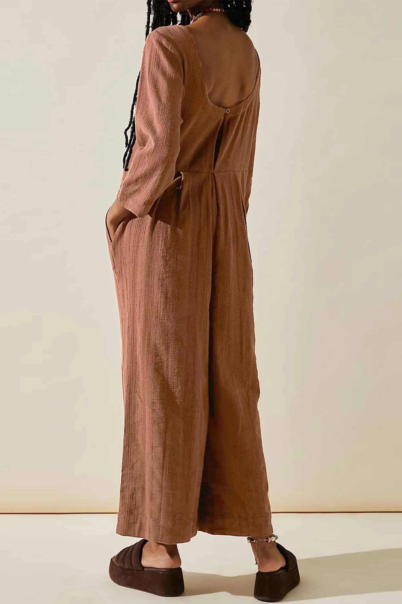 Crew Neck Long Sleeve Jumpsuits