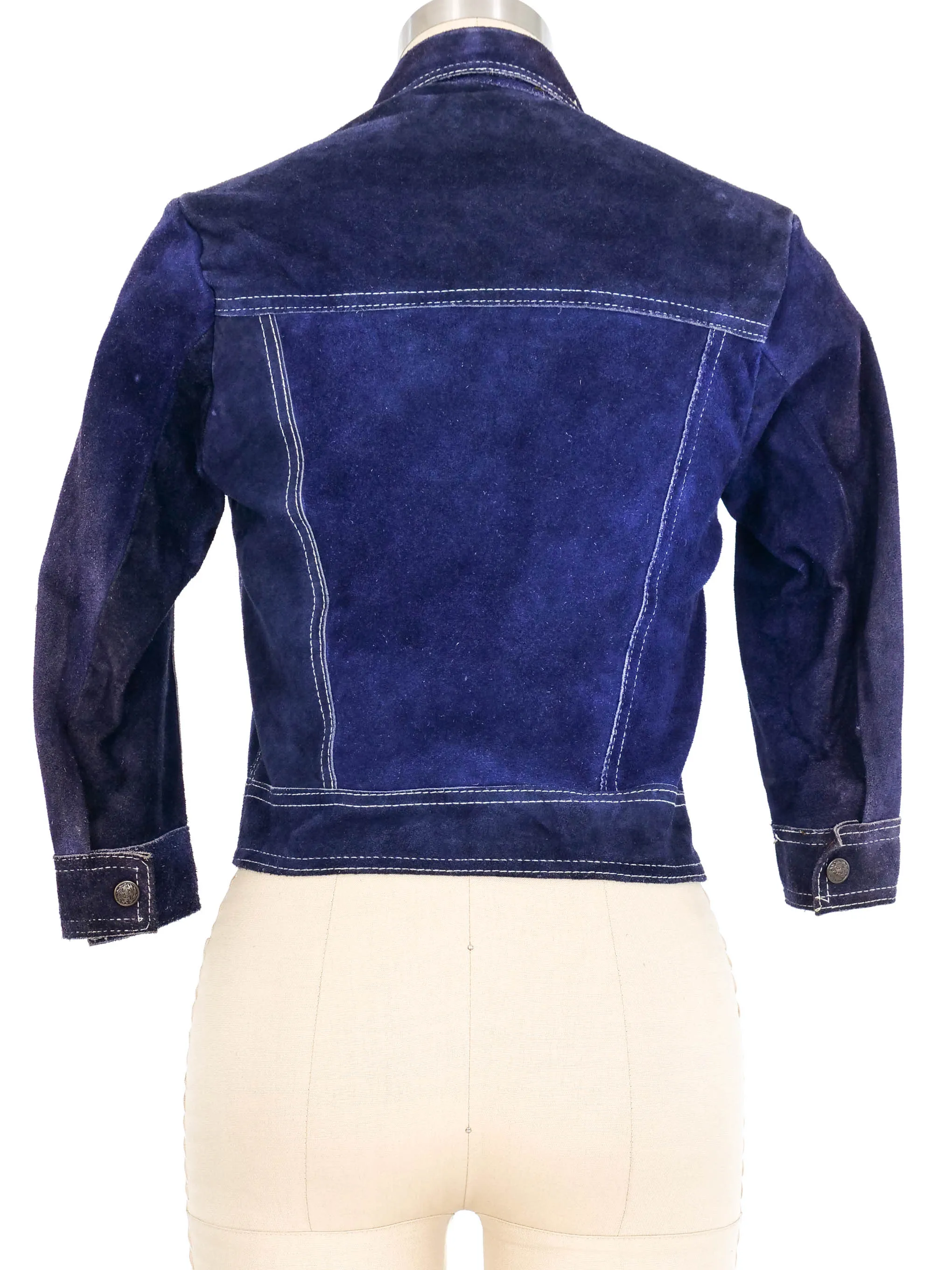 Cropped Navy Suede Jacket