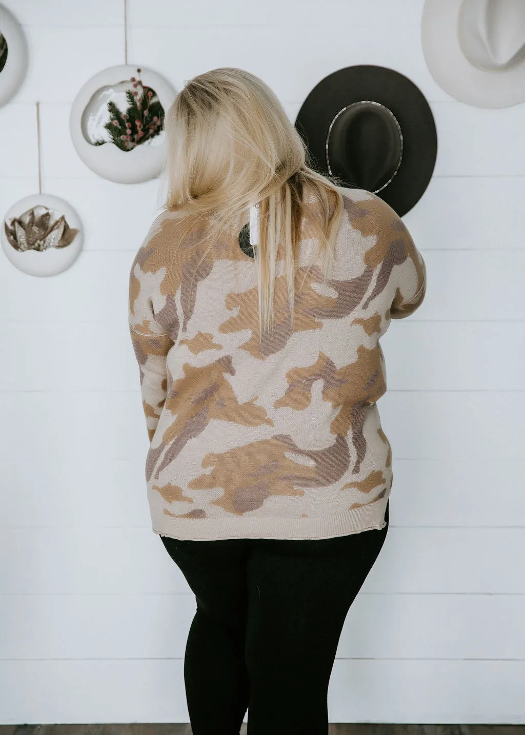 Curvy Harvie Camo Knit Sweater