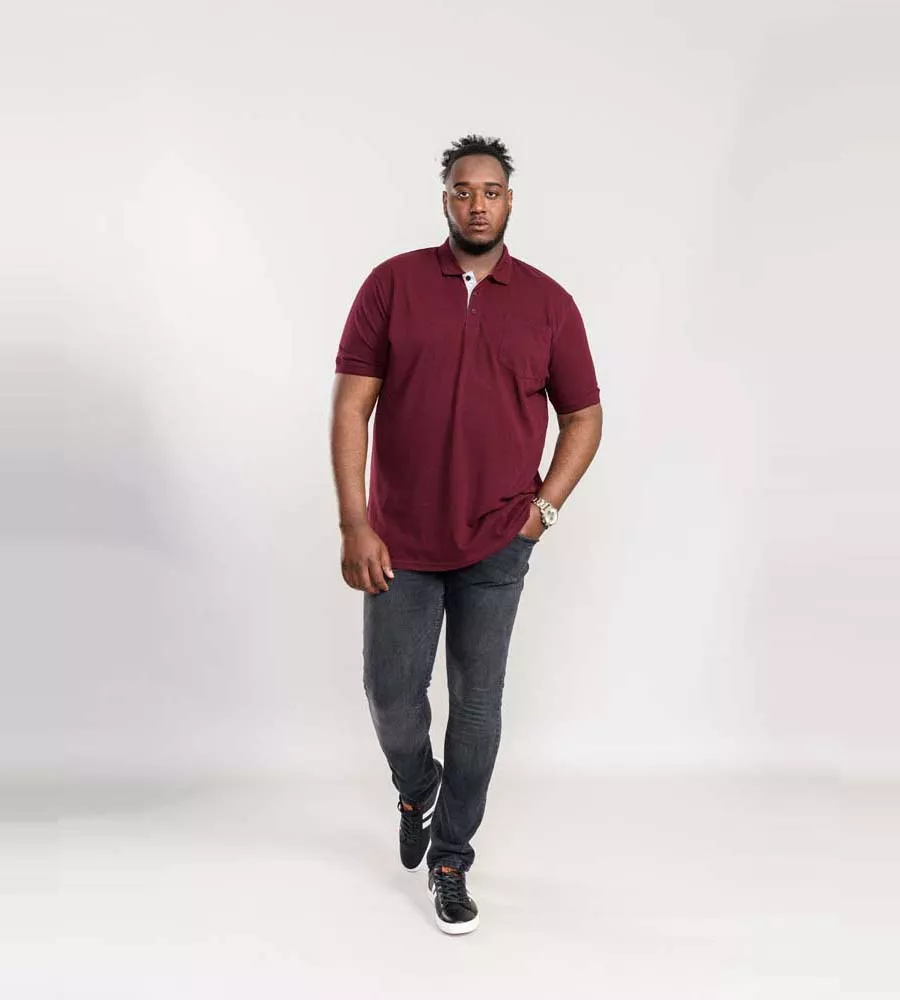 D555 Big Mens Maroon Fully Combed Pique Polo Shirt With Pocket (GRANT MAROON)