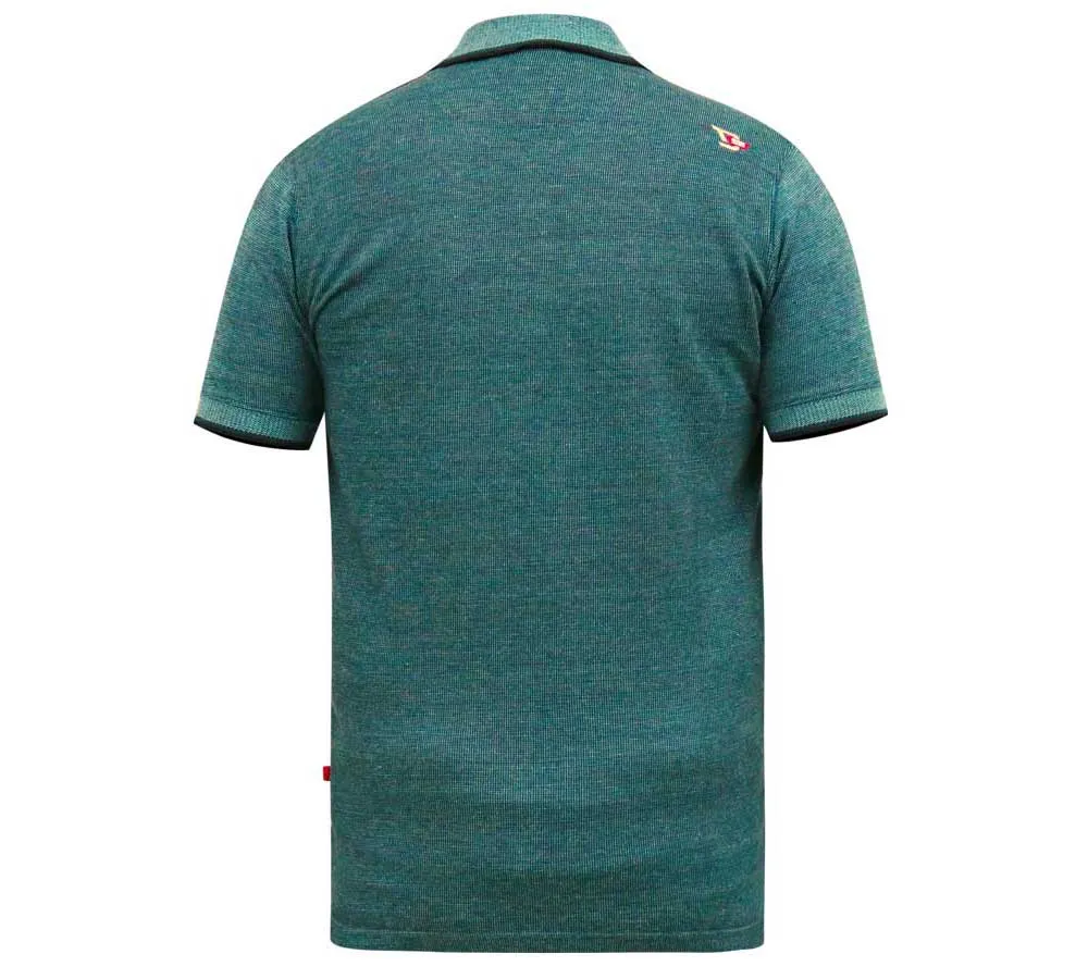 D555 Big Mens Teal Textured Polo Shirt With Jacquard Collar and Cuffs (TROY 2)