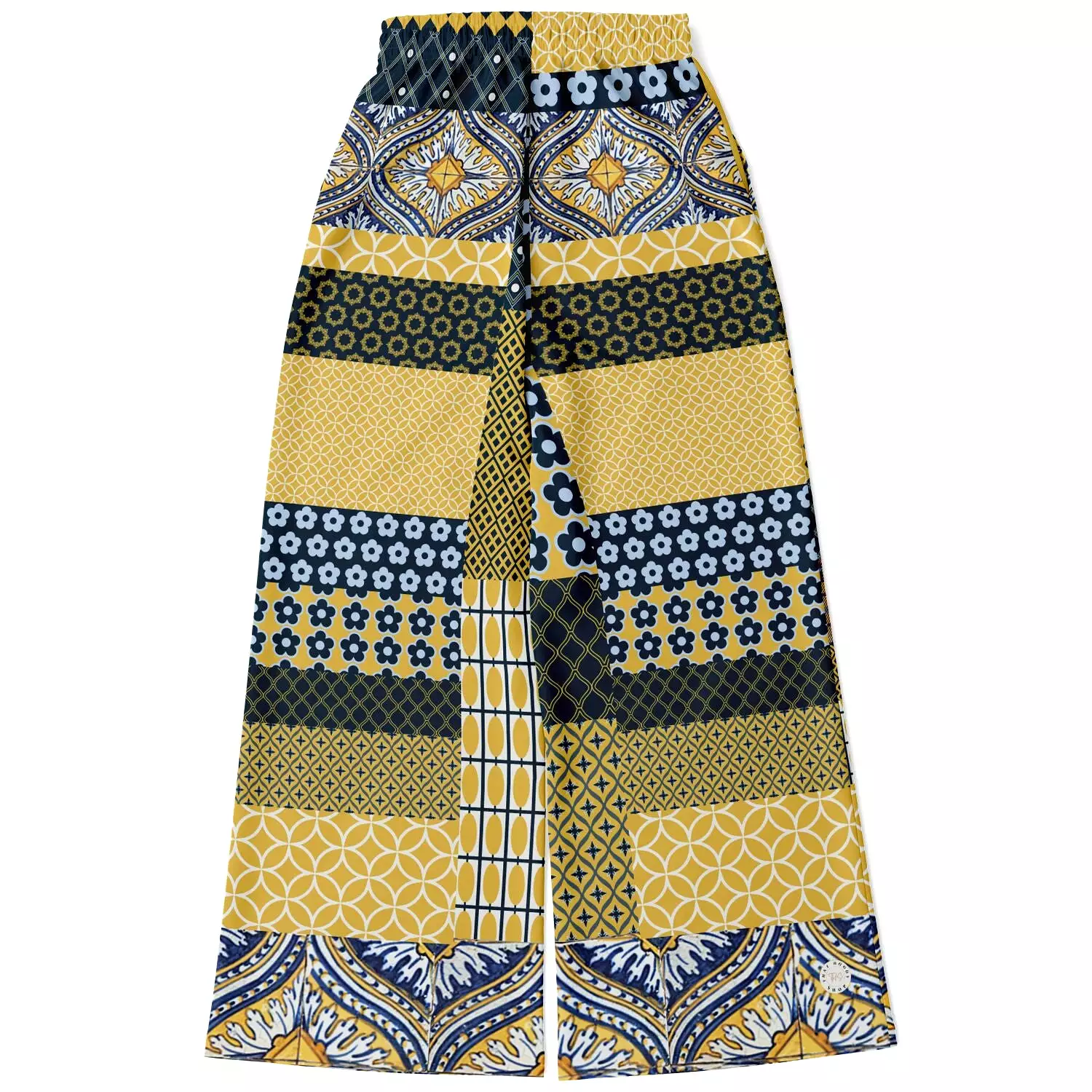 Dauphin Patchwork Print Eco-Poly Stretchy Phat Bellbottoms