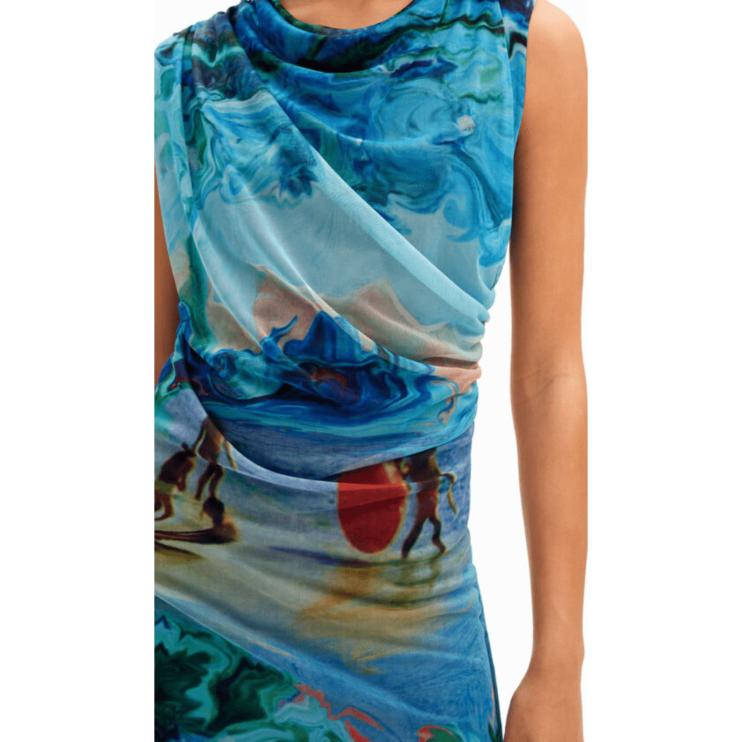 Desigual M. Christian Lacroix Tulle Mini Dress in Arty Photographic Beach Print